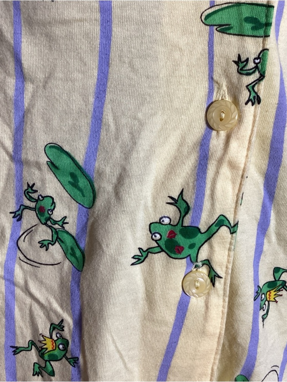 Xhilaration Womans XL Cotton Yellow Stripe Frogs Pajama Short Set - Picture 3 of 9
